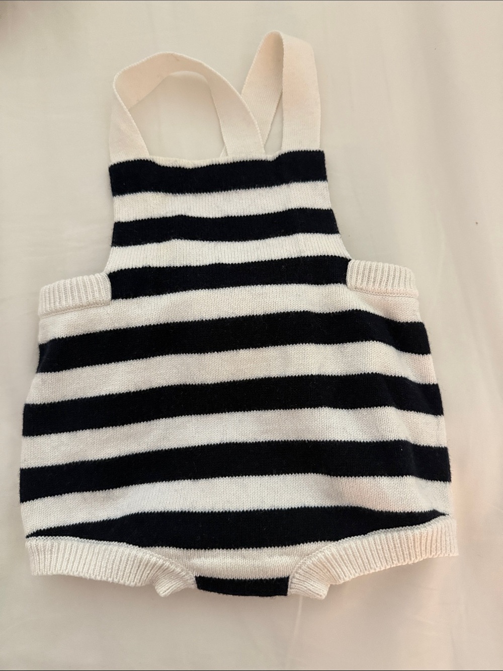 Jacadi Black & White Striped Knit Romper